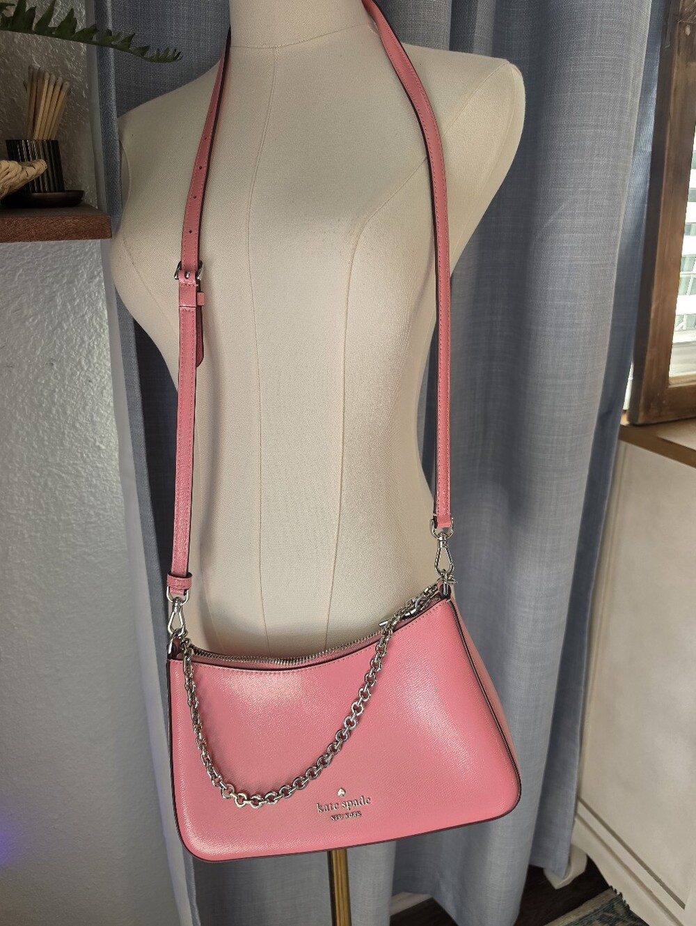 Kate Spade Margot Textured Leather Pink Crossbody - Picture 2 of 11
